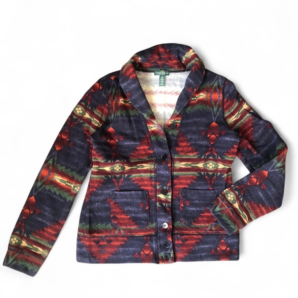 LRL Southwestern Tribal Aztec Shawl Cardigan Sweater Blazer Jacket Top Shirt